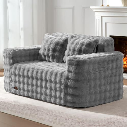 ZurNesfure Sofa Couch Loveseat Boneless Sofa with Pillow Grey,Loveseat | No Assembly Need, Modern Couch with deep seat and Washable Cover Cloud Sofa for Living Room Bedroom Apartment - color: Bubble Grey, size: Loveseat