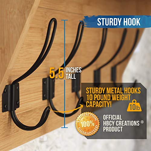 HBCY Creations Rustic Wall Mounted Coat Rack with Shelf - Solid Wood 24" Entryway Shelf with 5 Coat Hangers. Perfect Touch for Your Entryway, Mudroom, Kitchen, Bathroom and More, Bamboo - color: 4- Bamboo