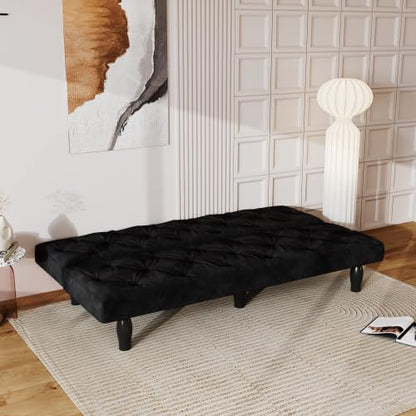 Convertible Futon Sofa Bed, Modern 68'' Faux Leather Sleeper Couch for Living Room,Guest Bed, Adjustable Backrest, Upholstered Recliner Chair, Loveseat for Compact Small Space Living Room (Black New) - color: Black New