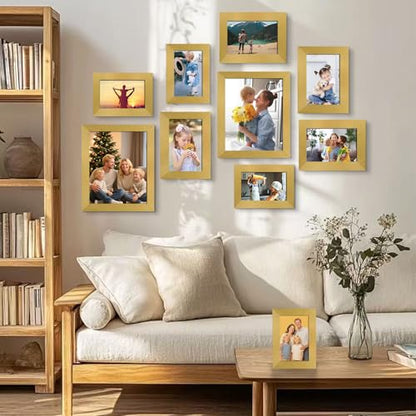 LUCKYLIFE Picture Frames Collage Wall Decor 10-Pack, Gallery Wall Frame Set with 8x10 5x7 4x6, Gold - color: Gold