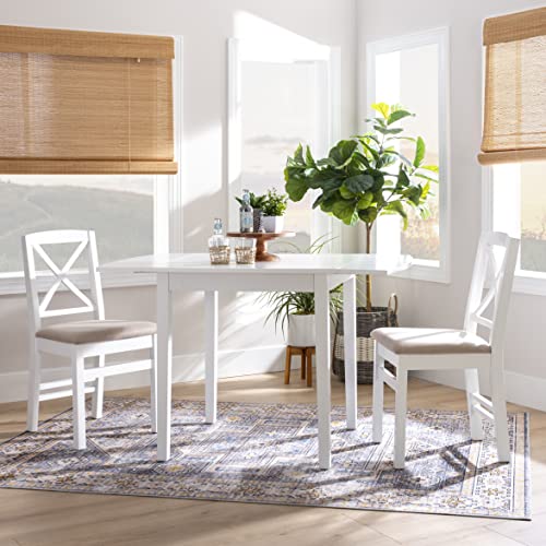Linon Torino White 30" Square Drop Leaf Table - 30" X 48" Fully Extended - color: White