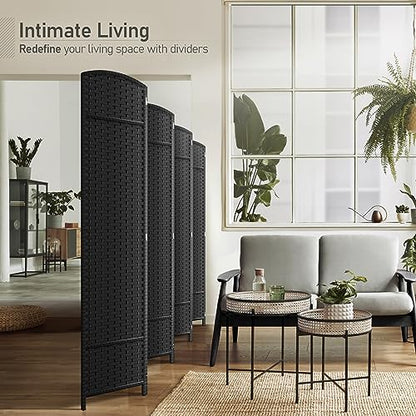 Sorbus 8-Panel Black Room Divider with Double Hinged Panels, 6 ft Tall Folding Privacy Screen - color: Black, size: 8 Panel