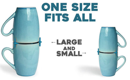 Mug Stackers for Kitchen Cabinets, Coffee Cup Stacker 6-Pack, Blue | Stack Glasses, Gadgets, Individual Stackable Disc, Organize Drinkware in Cupboards, Rv Drinkware Storage - color: Blue