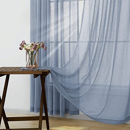 KOUFALL Nursery Curtains Baby Boys Room,Light Dusty Blue Sheer Classroom Curtains for Windows,63 Inch Length 2 Panel Set - color: Dusty Blue, size: 52"W x 63"L (Pack of 2)