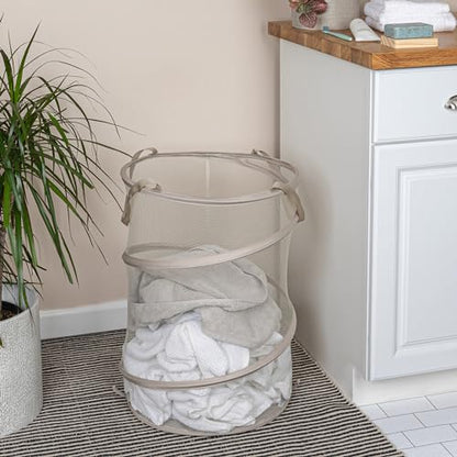 Household Essentials Pop-Up Mesh Laundry Hamper, Beige - color: Beige