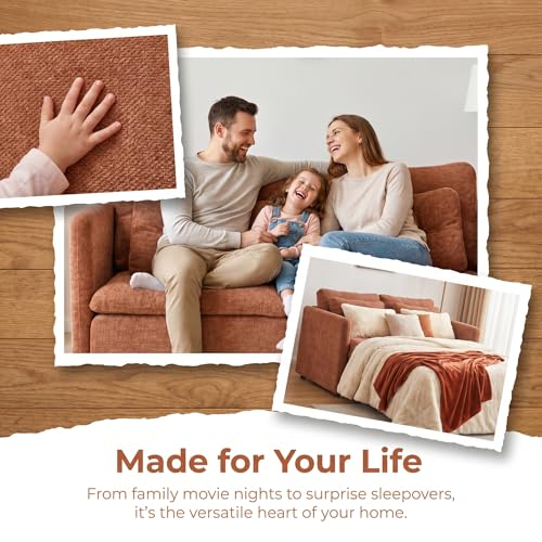 HNY 56.5" Modern Loveseat Sofa, Brown | 2-Seat Button Tufted Love Seat, Deep Seat Chenille Fabric With Pillow, Small Couch for Bedroom, Apartment, Home Furniture - color: Brown, size: Loveseat