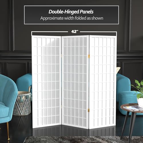 4 ft. Short Window Pane Shoji Screen - White - 3 Panels - color: White, size: 3 Panels