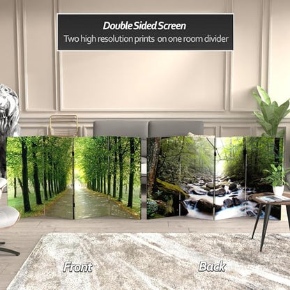 Red Lantern Double Sided Path of Life Canvas Folding Screen, 3 Foot - 4 Panel - size: 3 Foot - 4 Panel