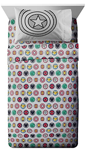 Marvel Avengers Iron Man Twin Comforter Set 5 Piece Kids Bedding, Multi | Hulk Captain America Thor, Bed in a Bag, Comforter Sheets Sham Pillowcase, Soft Microfiber, Machine Washable, Boys Gift