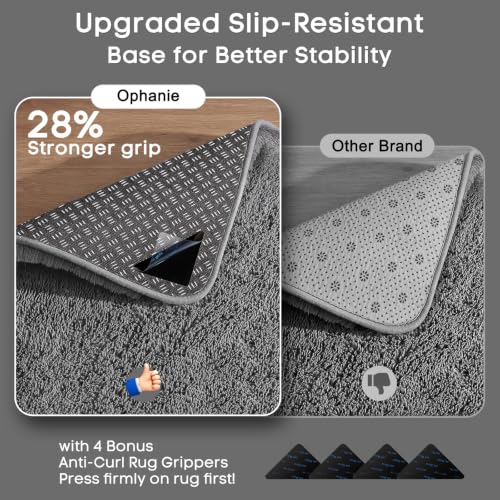 Ophanie Small Rug Washable Non Slip Throw Bedside Area Rugs, Fluffy Soft Mini Bedroom Carpet, 1.5x2.5，1.5x4 and 1.5x5 Rug Set, 3 Piece Grey with Over 99 pcs Pile fibers - color: 1- Grey, size: 1.5' x 2.5' + 1.5' x 4' + 1.5' x 5' (Rectangular)