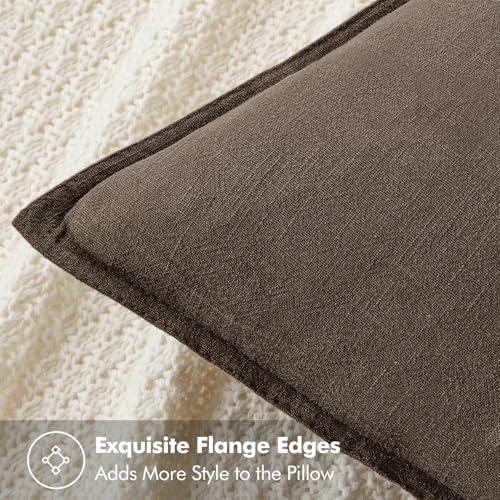 MIULEE Decorative Linen Pillow Covers 18x18 Inch Coffee | Boho Farmhouse Fall Autumn Couch Throw Pillows for Bed, Pack of 2 Accent Modern Pillowcases, Sofa Livingroom Home Decor - color: Coffee, size: 18" x 18" (Pack of 2)