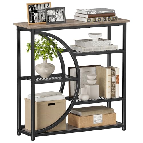 Snughome Entryway Table, Narrow Console Table, Industrial Sofa Table with 5 Tier Storage Shelves, Entrance Table for Hallway, Behind The Couch, Living Room, Foyer, Grey - color: Grey, size: 29.5"W - Without Power Outlet