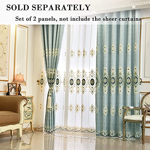 Simple Chenille Jacquard Blackout Window Elegance Curtains/Drapes/Panels/Treatments for Bedroom Living Room,Top Grommets (2 Panels) | Thick Fabric Feel, Helps Darken Room, Smooth Hanging, Easy to Hang, for Bedroom or Living Room - color: Blue-curtain, siz