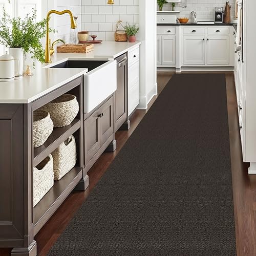 Washable Runner Rug, Non Slip Hall Runner, 3x14 Ft, Taupe/Coffee | Washable Braided Runner Carpet, Non Slip Rubber Dot Backed, For Hallway, Kitchen, Entryway, Bedroom, Laundry Room, Foyer - color: Taupe/Coffee, size: 3' x 14' (Rectangular)