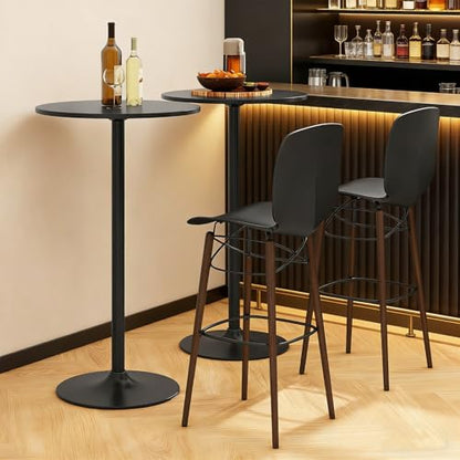 Two-in-one Adjustable Height Bar Tables, 24-inch Round Cocktail Table with Sturdy Metal Base, 40"/22" Two Convertible Height High Top Pub Table for Home Bar, Restaurant Bistro (2, Black) - color: Black, size: Diameter：23.99‘’