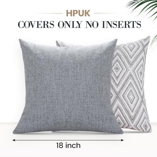 HPUK Throw Pillow Covers 18x18, Set of 4, Grey Textured Couch Pillow Covers | Polyester fabric, patterned and solid designs, hidden zippers, machine washable, for sofas and beds, inserts not included - color: Grey, size: 18" x 18" (Pack of 4)