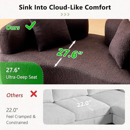 66.93 Inch Curved Loveseat Sofa with High - Density Foam Cushion, Full Compression Modular 2-Seater Couch, No Assembly Required, for Small Spaces & Living Room, Dark Brown - color: Dark Brown, size: 66.93 inches Mini Version