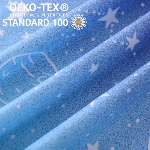 JSD Blue Stars Space Theme Kids Boys Duvet Cover Set Queen Size | 3 Piece Soft Printed Microfiber Duvet Cover with Pillow Shams Zipper Closure, Comforter Not Included, Oeko-Tex Certified - color: Blue Stars, size: Queen