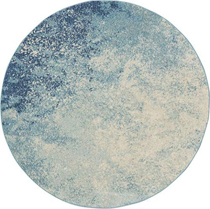 Nourison Home Passion 4' x Round Navy Light Blue Fabric Modern Area Rug (4' Round) - color: Navy Light Blue, size: 4' (Round)