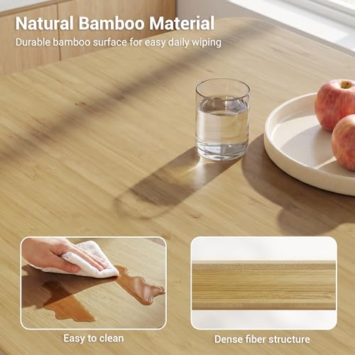 Bamboo Dining Table, Small Kitchen Table for 2, 27.6" Square Dining Tables for Small Space, Easy Assembly, Dinner Table for Dining Room, Living Room, Kitchen, Office(Brown) - color: Brown