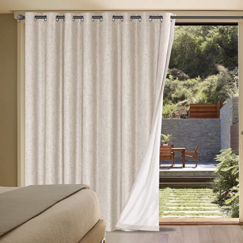 H.VERSAILTEX Linen Blackout Curtain Durable Thick Textured Linen Look 100% Blackout Patio Door Curtain Anti Rust Grommet Extra Wide Sliding Door Curtain Panel, W100 x L84 inch - Natural - color: Natural, size: 100"W x 84"L (Pack of 1)
