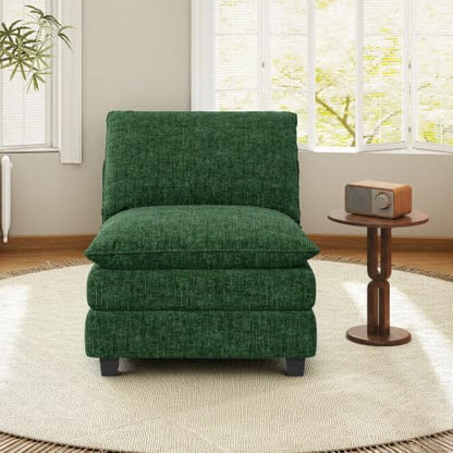 37" Single Sofa Seat,Comfy Cloud Couch Sectional Sofa, Chenille Sleeper Deep Seat Sofas for Living Room,Bedroom and Apartment,Green - color: Green, style: 37'' single sofa-chenille