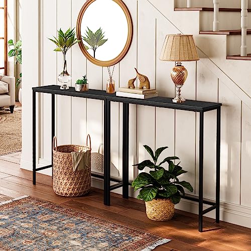 HOOBRO Narrow Console Table, 29.5" Small Entryway Table, Thin Sofa Table, Side Table, Display Table, for Hallway, Bedroom, Living Room, Foyer, Black BK75XG01 - color: Black