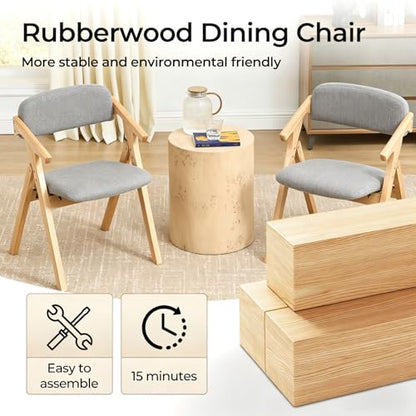 Folding Chairs with Padded Seats,Wooden Stackable Dining Chair,Easy to Store Foldable Dining Chairs for Kitchen, Living Room, Wedding Party Picnic (Dark Gray) - color: Dark Gray