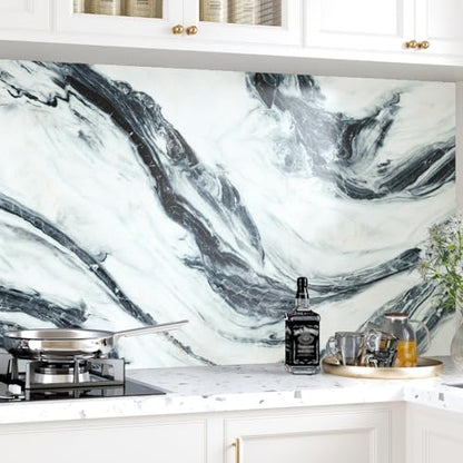 Blue/White Marble Contact Paper Peel and Stick for Countertops | Glossy Marble Wallpaper Self Adhesive Removable Contact Paper for Kitchen Backsplash Cabinet Bathroom Vinyl Wrap 15.7"×78.7" - color: Blue White