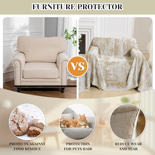 Small Couch Cover Oversized Recliner Covers Washable Armchair Sofa Cover for Dog, Chenille Khaki Abstract Geometric Jacquard Sofa Throw Cover Durable Modern Single Sofa Slipcovers, 71" X 91" - color: U-khaki Abstract, size: 71"x 91"