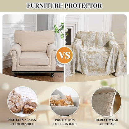 Small Couch Cover Oversized Recliner Covers Washable Armchair Sofa Cover for Dog, Chenille Khaki Abstract Geometric Jacquard Sofa Throw Cover Durable Modern Single Sofa Slipcovers, 71" X 91" - color: U-khaki Abstract, size: 71"x 91"