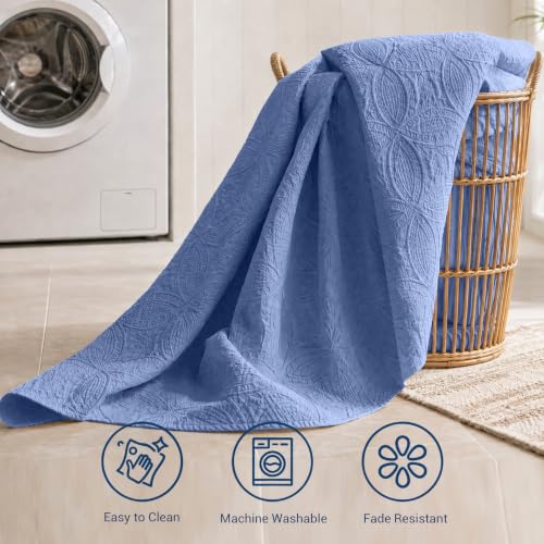 SheRest King Quilt Bedding Set - Grayish Blue Soft Breathable Bed Quilt, Modern Style Embossed Bedspreads, Lightweight Microfiber Reversible Coverlet for All Seasons-3 Pieces (1 Quilt,2 Pillow Shams) - color: Grayish Blue, size: King (104" x 90")