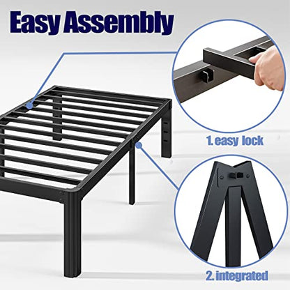 Hunlostten 12" Twin XL Heavy Duty Bed Frame No Box Spring Needed, Metal Twin XL Platform Bed Frame with Round Corners, Easy Assembly, Noise Free, Black - size: Twin XL, style: 12 Inch