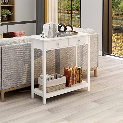 TaoHFE Console Table, 39.4"x11.8"x31.5"(LxWxH), White - color: White