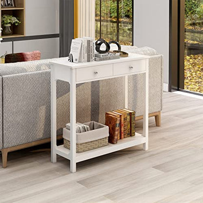 TaoHFE Console Table, 39.4"x11.8"x31.5"(LxWxH), White - color: White