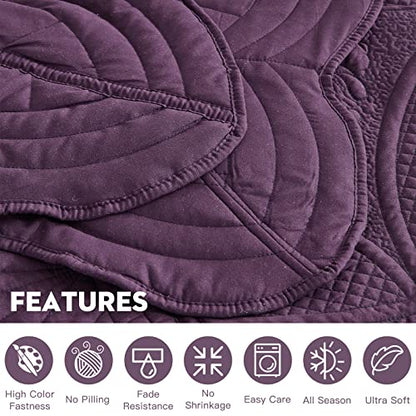 DaisyHuang Bedspread - Full Size Bedding Cover - Modern & Contemporary Coverlet Set, Real Stitching, Reversible, Lightweight, 5 Piece, Purple - color: Plum, size: Full(96"x110")
