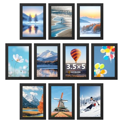 3.5x5 Picture Frame, Wall Mount or Tabletop Photo Frames with Engineered Wood, Black 10 Pack - color: Black, size: 3.5x5-10PK