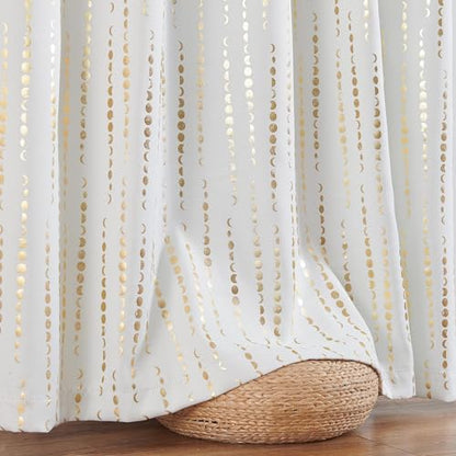 jinchan Boho Blackout Curtains 63 Inch Length Moon Phase Printed Drapes | Gold on White Farmhouse Curtain for Bedroom Living Room Back Tab Drapes Room Darkening Window Treatment 2 Panels - color: Luna | Gold on White, size: 52"W x 63"L (Pack of 2)