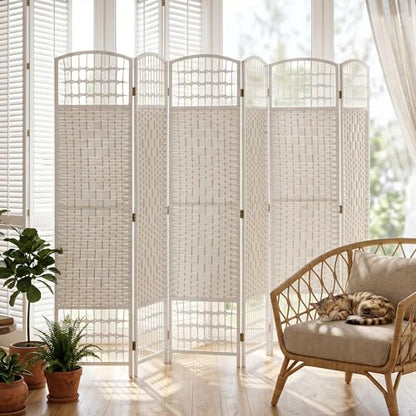HOMCOM 6 Panel Room Divider, Folding Privacy Screen, 5.6', White | Room Separator, Wave Fiber Freestanding Partition Wall Divider - color: White, size: 6 Panel