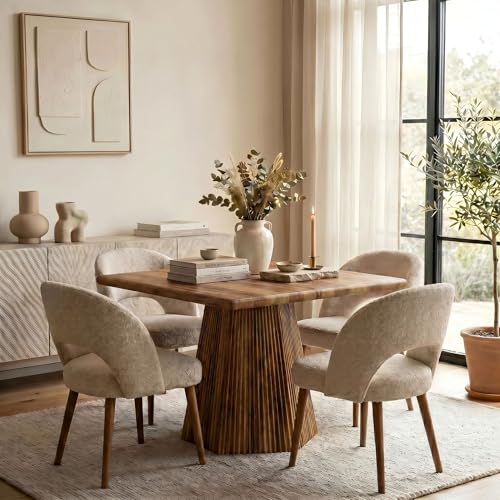 Tribesigns 31.5" Square Dining Table for 4, Rustic Brown | Farmhouse, Sturdy Pedestal Base for Kitchen & Dining Room & Living Room