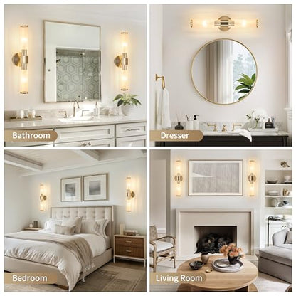 Morauroral Sand Nickel Battery Operated Wall Sconces Set of Two, Rechargeable Wall Sconce with Dimmable Remote Control, 20 Inch Wireless Sconce Wall Light for Bedroom, Living Room (Bulbs Included) - color: Sand Nickel