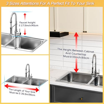 ADBIU Over The Sink Dish Drying Rack (Expandable Height and Length) Snap-On Design 2 Tier Large Dish Rack - color: Black, size: 22.6" - 35.5"(L) x 12"(W) x 19" - 22"(H)