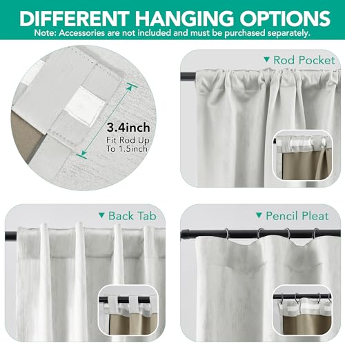 Deconovo 100% Blackout Curtains for Living Room & Tall Windows, Pinch Pleated Thermal Insulated Soundproof Waterproof Back Tab Drapes with Tieback, Greyish White, 50" Wx96 L (Set of 2) - color: Linen 100% Blackout - Silver Grey, size: 50"W x 96"L (Pack of