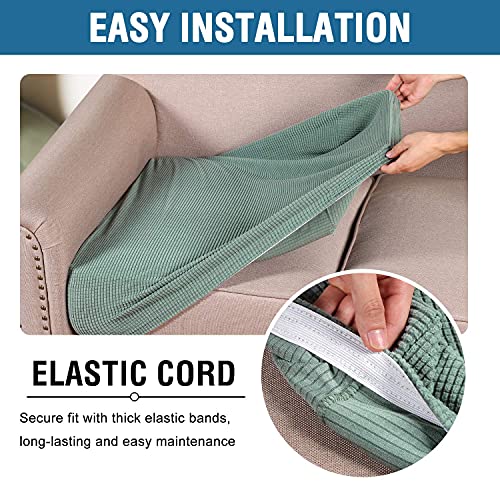 H.VERSAILTEX Super Stretch Individual Seat Cushion Covers Sofa Covers Couch Sets Slipcover Thick Jacquard Textured Twill Fabric (2 Piece Large Sofa Cushion Covers, Sage) - color: Sage, size: 2 Cushion Sofa