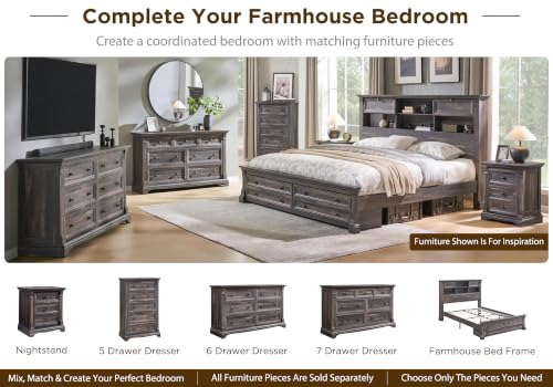 26"H Night Stand Set of 2, 23.6"W Wooden End Table with Charging Station | Wood Side Table w/Roman Column, End Tables Living Room Set Of 2, Bedside Cabinet for Bedroom, Living Room, Dark Rustic Oak - color: Dark Rustic Oak, size: 23.6"W x 15.7"D x 26"H