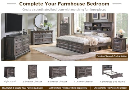 26"H Night Stand Set of 2, 23.6"W Wooden End Table with Charging Station | Wood Side Table w/Roman Column, End Tables Living Room Set Of 2, Bedside Cabinet for Bedroom, Living Room, Dark Rustic Oak - color: Dark Rustic Oak, size: 23.6"W x 15.7"D x 26"H
