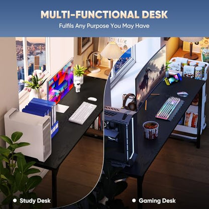 DUMOS 32 in Small Computer Desk for Home Office, Modern Study Work Table Simple Style for Bedroom, Writing Desks with X-Shaped Reinforcement, 2 Pack, Black | Modern Study Writing Work Table, Craft PC Desk Simple Workstation with Reinforcement Structure, 2
