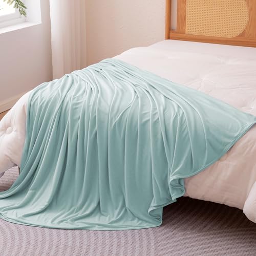 Amazon Basics Cooling Blanket for Hot Sleepers, Reversible Lightweight Thin Throw Blanket for Bed, Couch and Sofa, Queen (90" x 90"), Cyan - color: Cyan, size: Queen