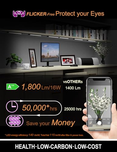 EBD Under Cabinet Lighting Plug in 4 Pcs 12 Inch, Dimmable No Messy Wires Built-in Adjustable Cable LED Light Bar 6500K 1800LM for Kitchen Home Office, Memory for Smart Plug, 1 Pcs Extension Cables - size: 4-Pack 1 Cable