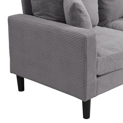 Space Saving 57 Inch Upholstered Sofa, Modern Two-Seater Loveseat with Solid Legs, Fits Cozy in Apartment Living Rooms and Studio Corners to Maximize Floor Plan, Light Gray